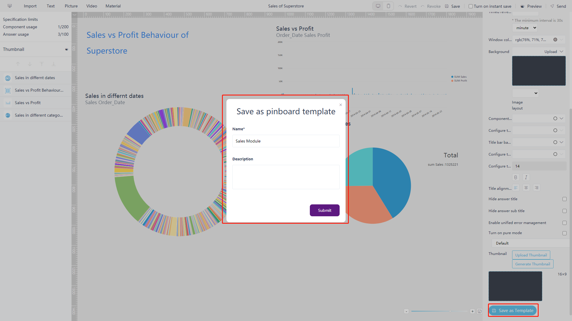 Figure 5-3-29 Global format - dashboard template